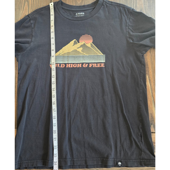 Arbor Organic Cotton T Shirt Small Black Wild High & Free Graphic Crew Tee Soft - Picture 6 of 6